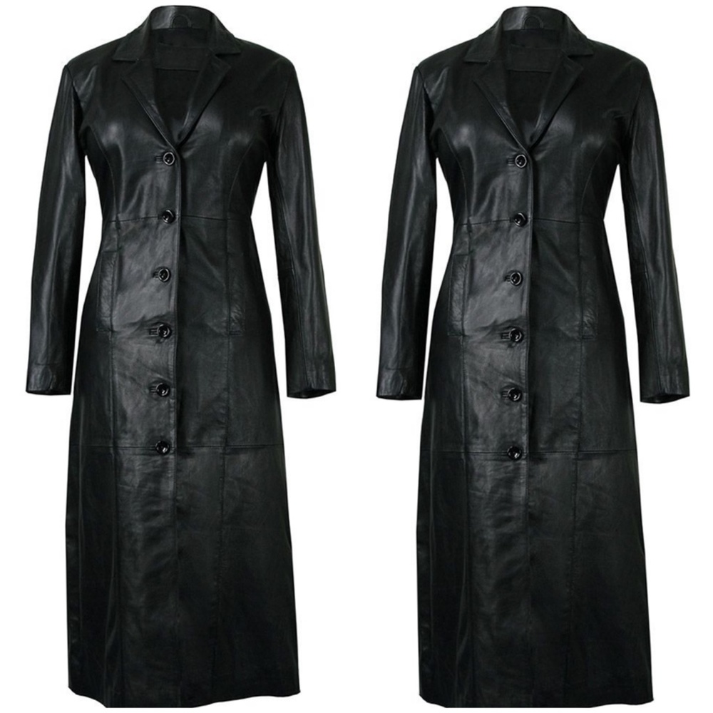SETTORE Italian Black Leather Trench Coat